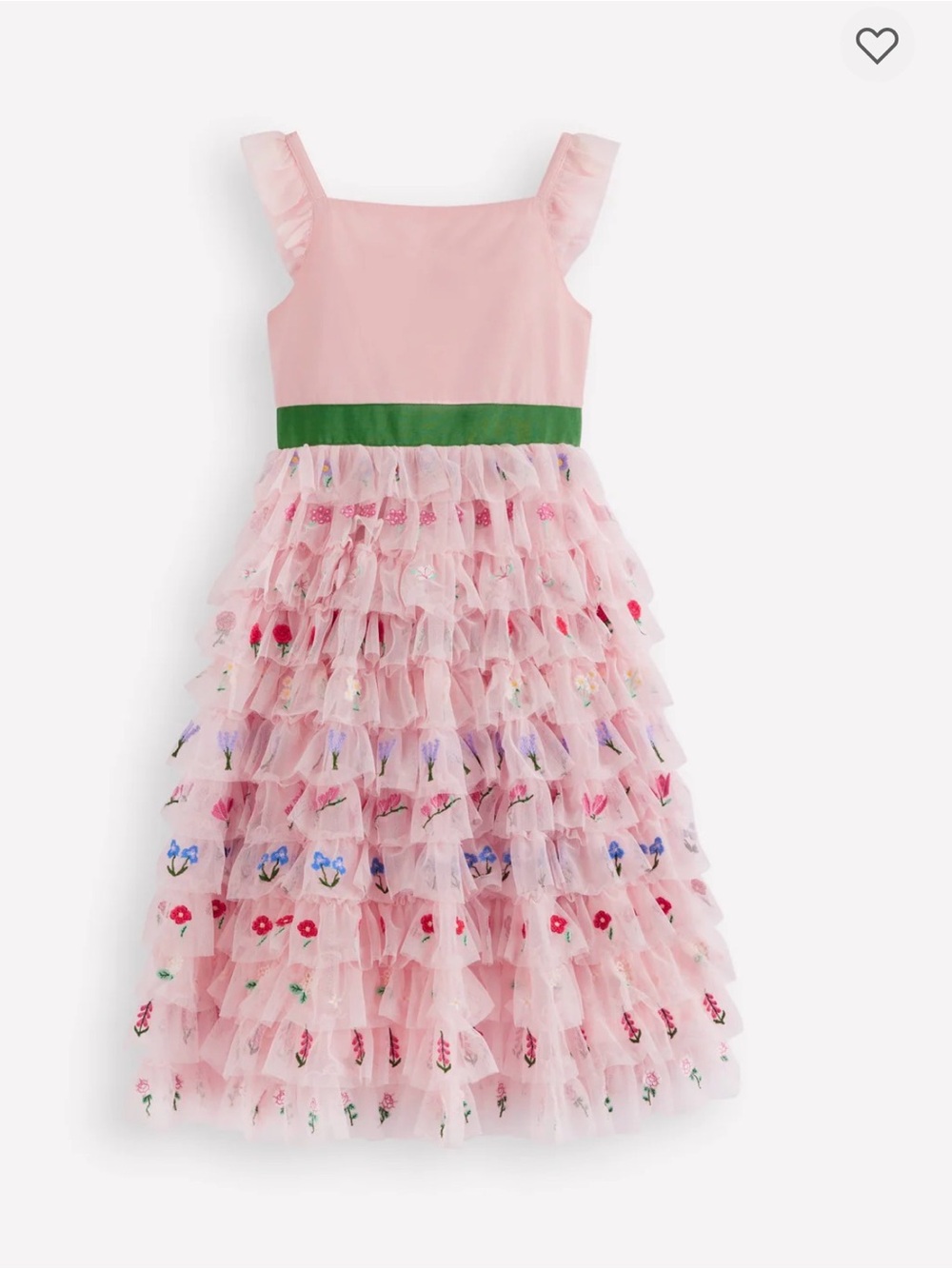 Mini Boden Embroidered Tulle Dress-Chalk Pink Flowers size 6-7